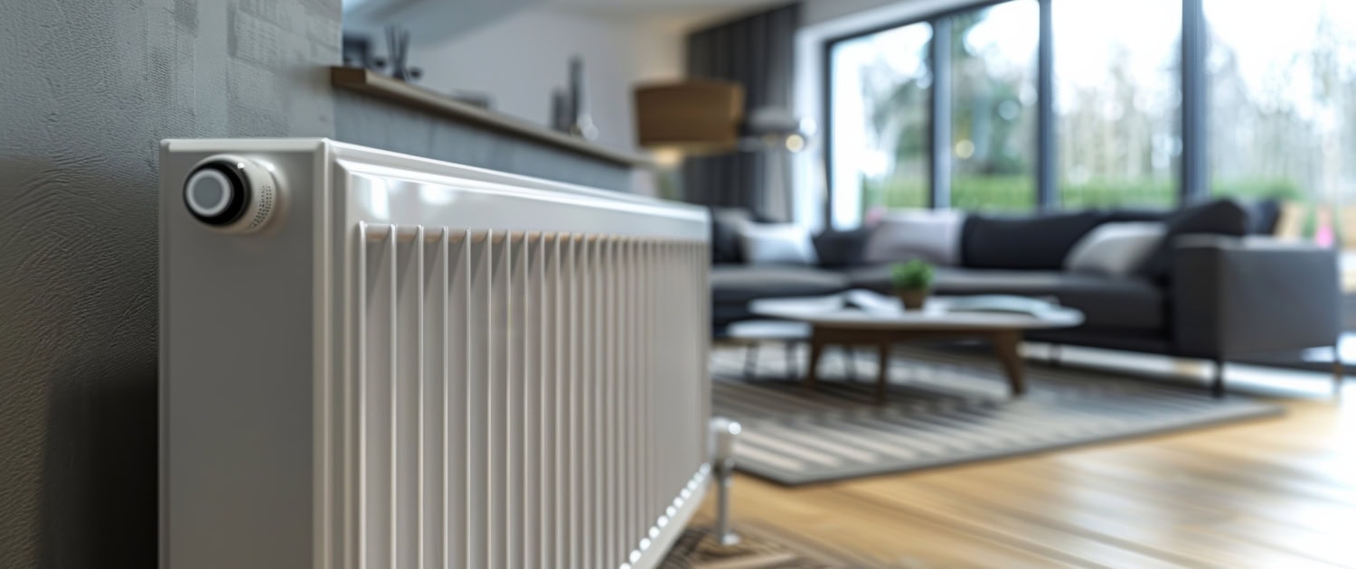 Close-Up Of A White Radiator In A Cozy Home Interior, Soft Focus Background, Autumn Heating Season